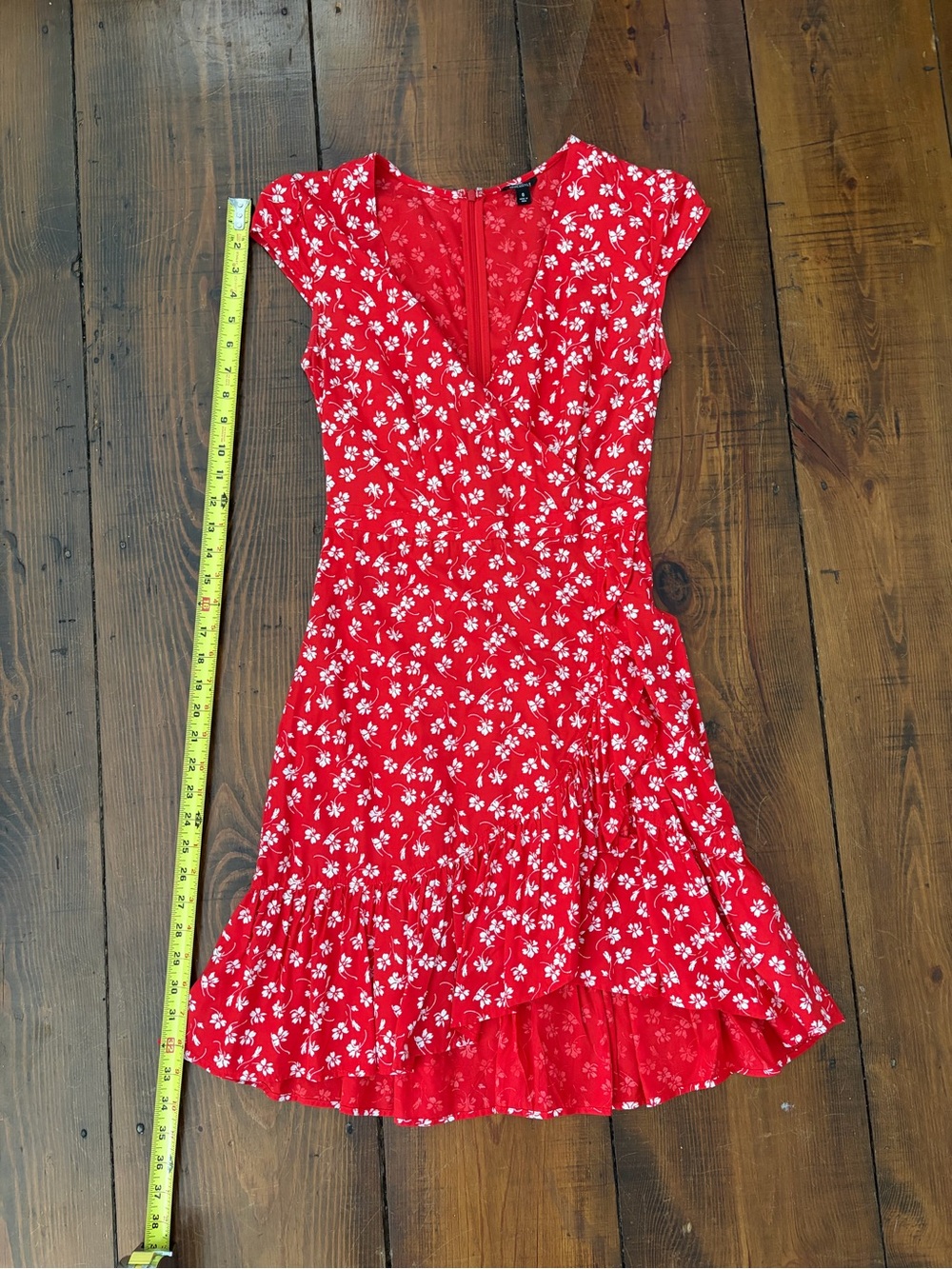 J. Crew Red Floral Wrap-Style Mini Dress - Picture 4 of 6